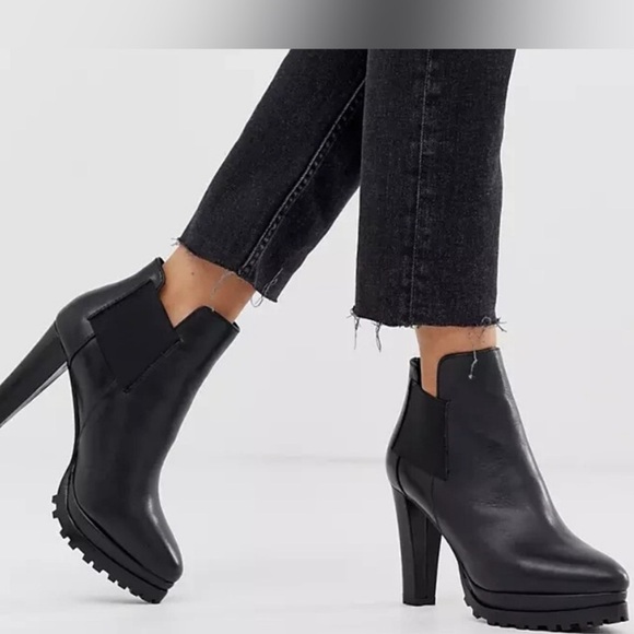 New All Saints Black Cow Leather Ankle Boots - Picture 9 of 9